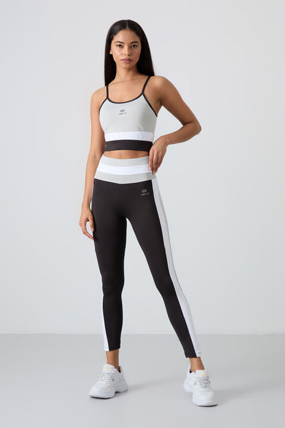 Stone - Black Polyester Flexible Standard Fit Performance Women's Tights Set - 95335