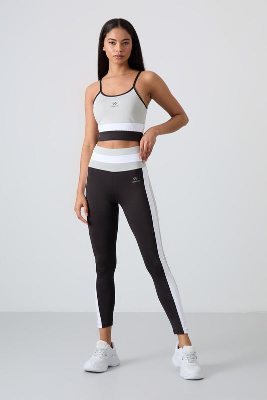 Stone - Black Polyester Flexible Standard Fit Performance Women's Tights Set - 95335