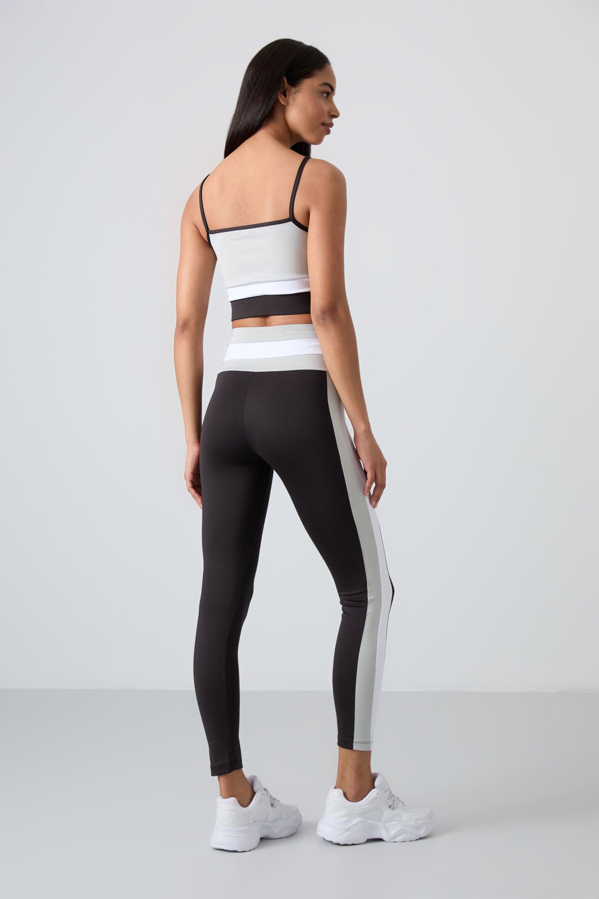 Stone - Black Polyester Flexible Standard Fit Performance Women's Tights Set - 95335
