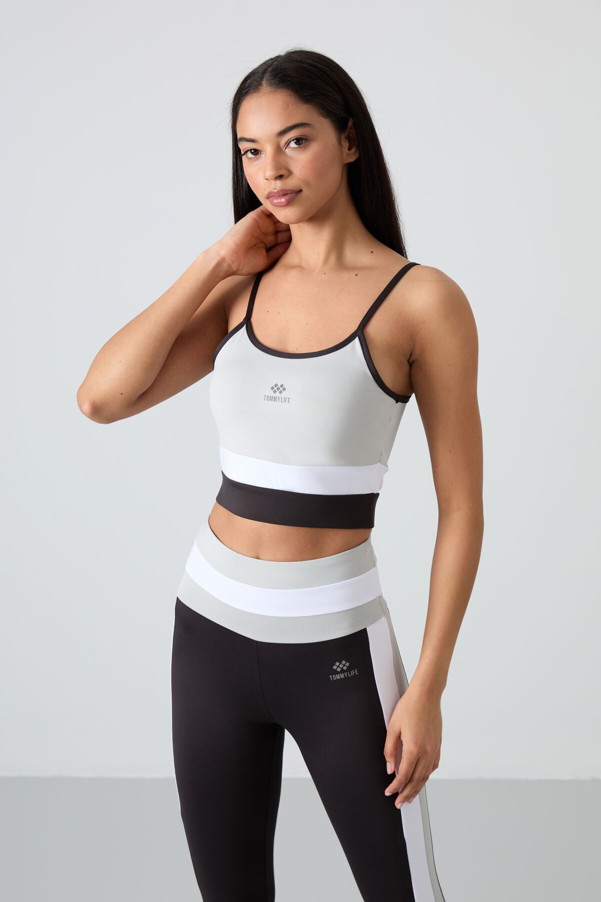 Stone - Black Polyester Flexible Standard Fit Performance Women's Tights Set - 95335