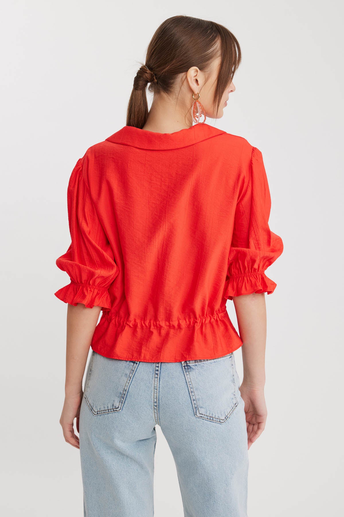 BABY COLLAR BLOUSE WITH WAIST TIES