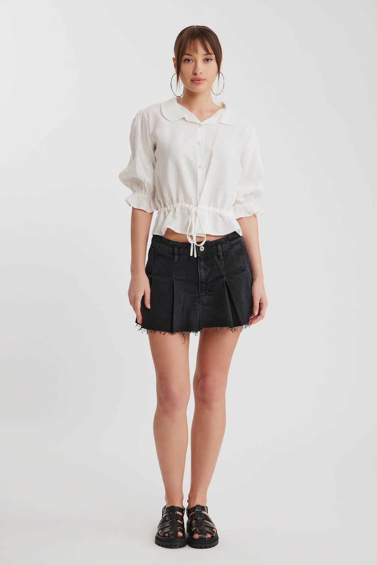 BABY COLLAR BLOUSE WITH WAIST TIES