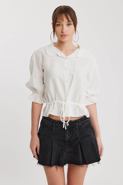 BABY COLLAR BLOUSE WITH WAIST TIES