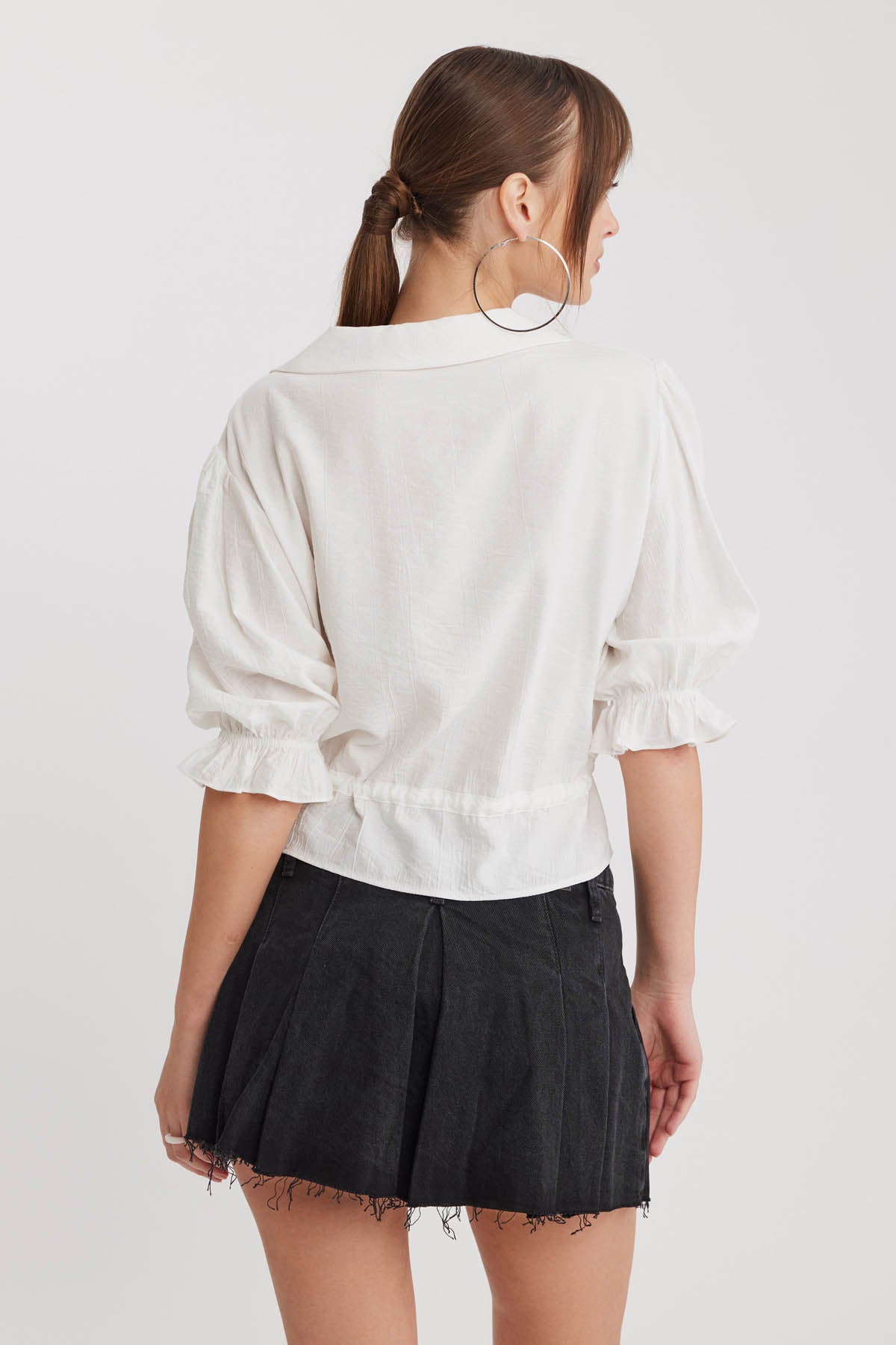 BABY COLLAR BLOUSE WITH WAIST TIES