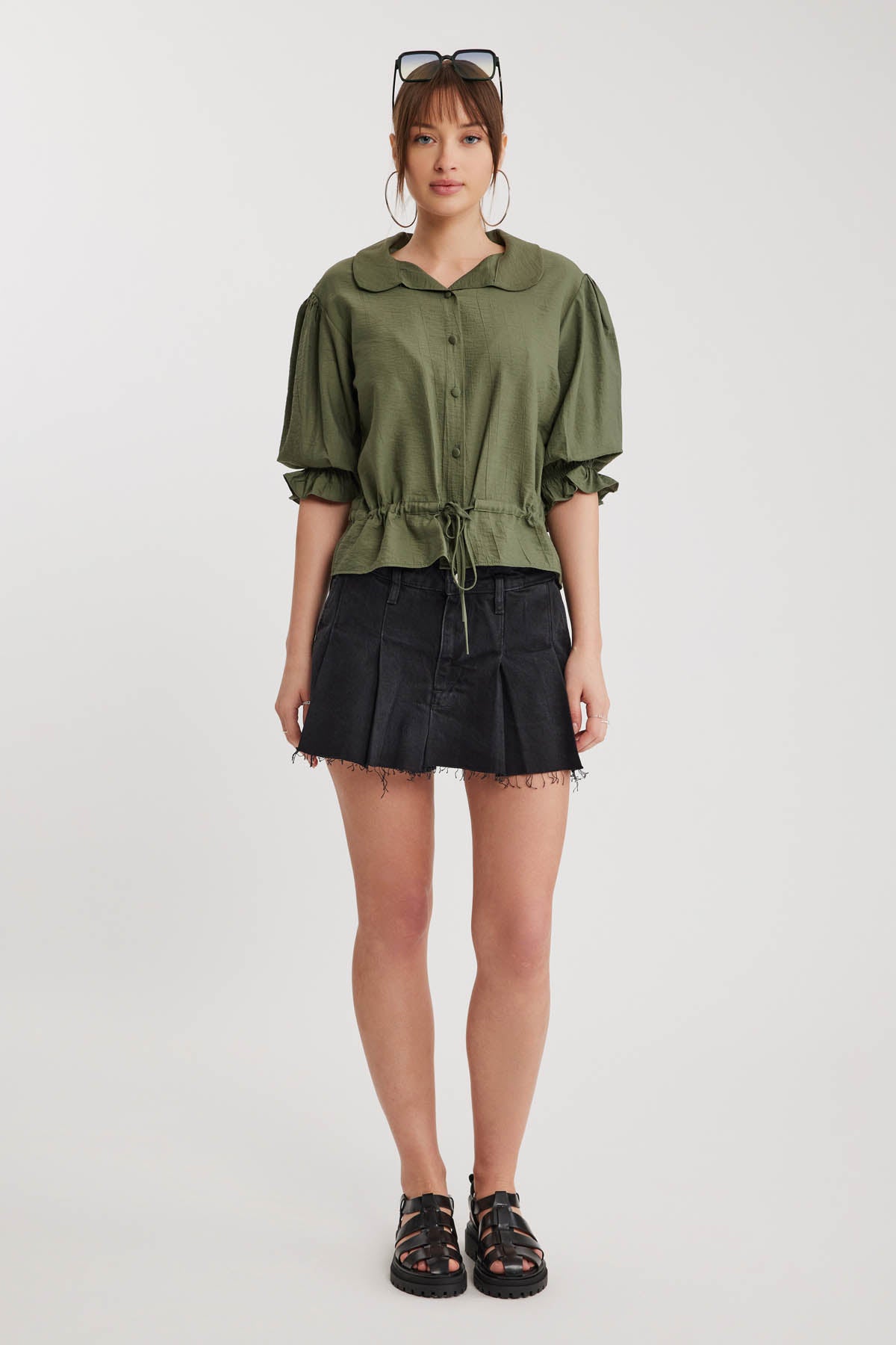 BABY COLLAR BLOUSE WITH WAIST TIES