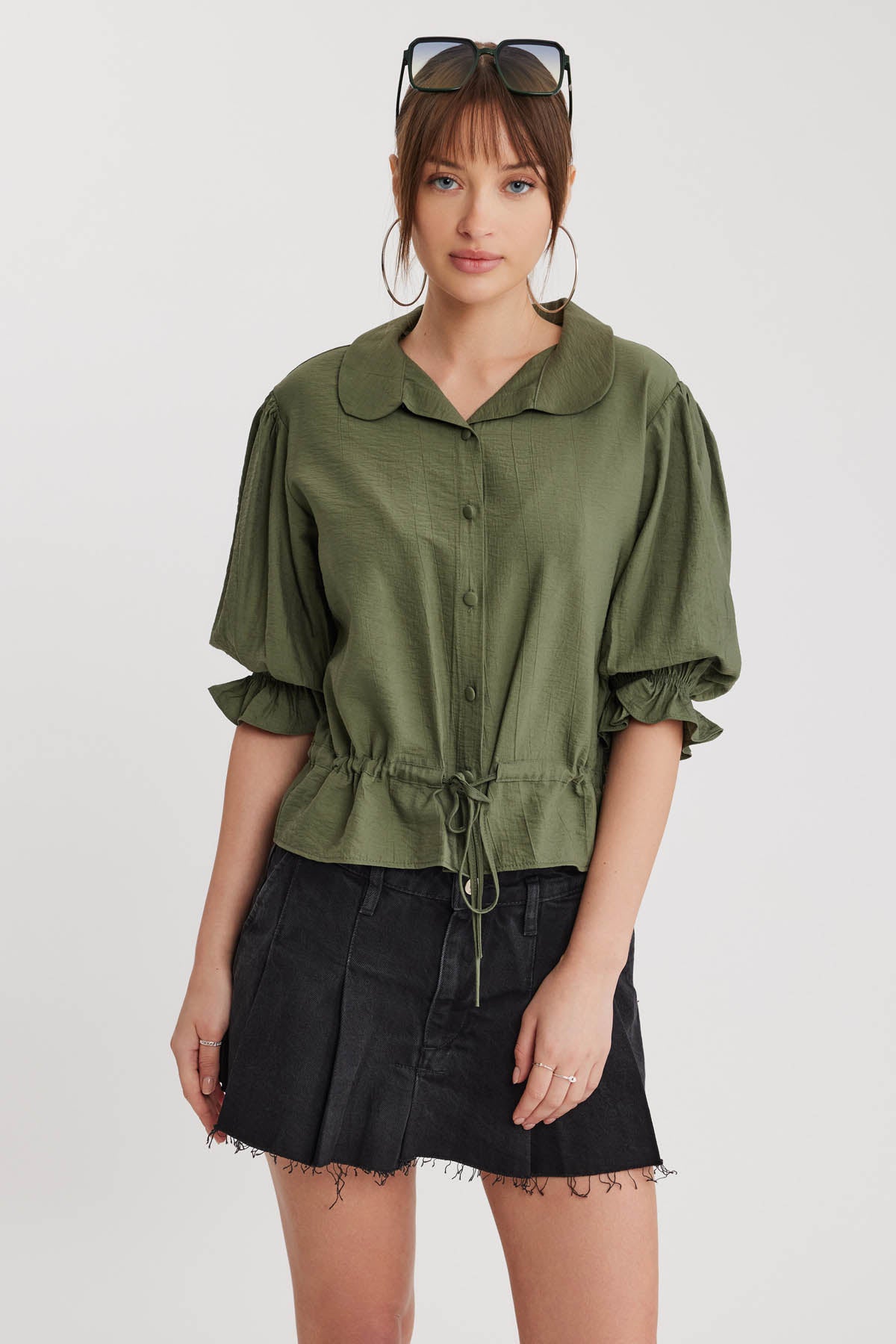 BABY COLLAR BLOUSE WITH WAIST TIES