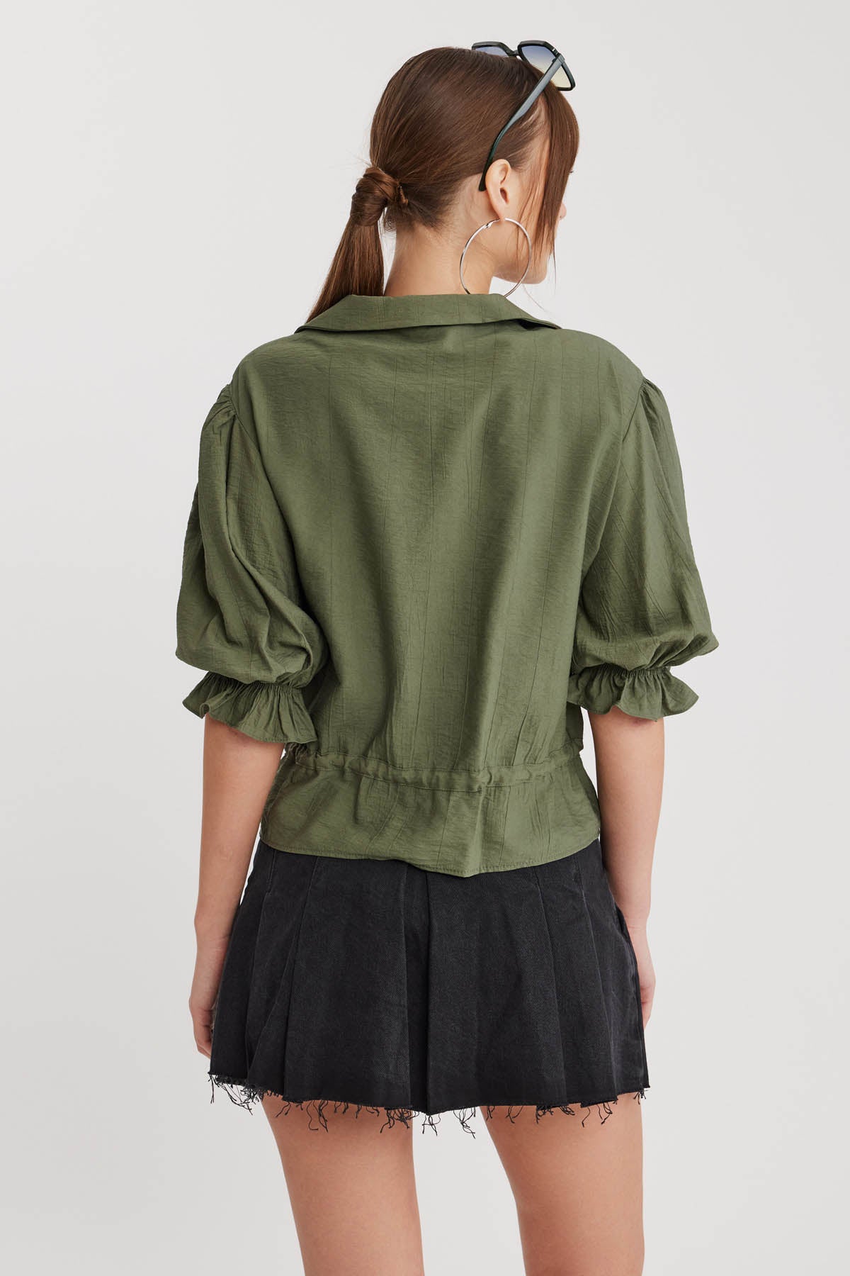 BABY COLLAR BLOUSE WITH WAIST TIES