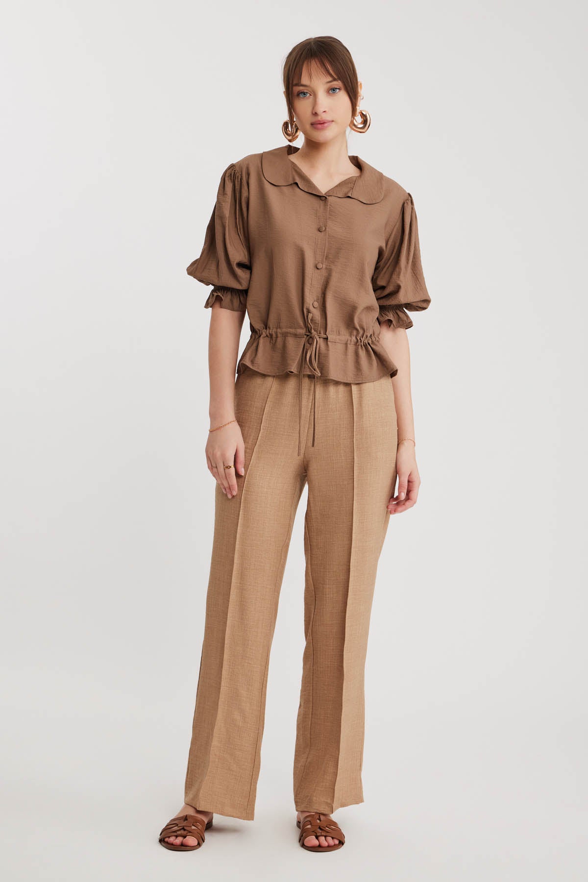 BABY COLLAR BLOUSE WITH WAIST TIES
