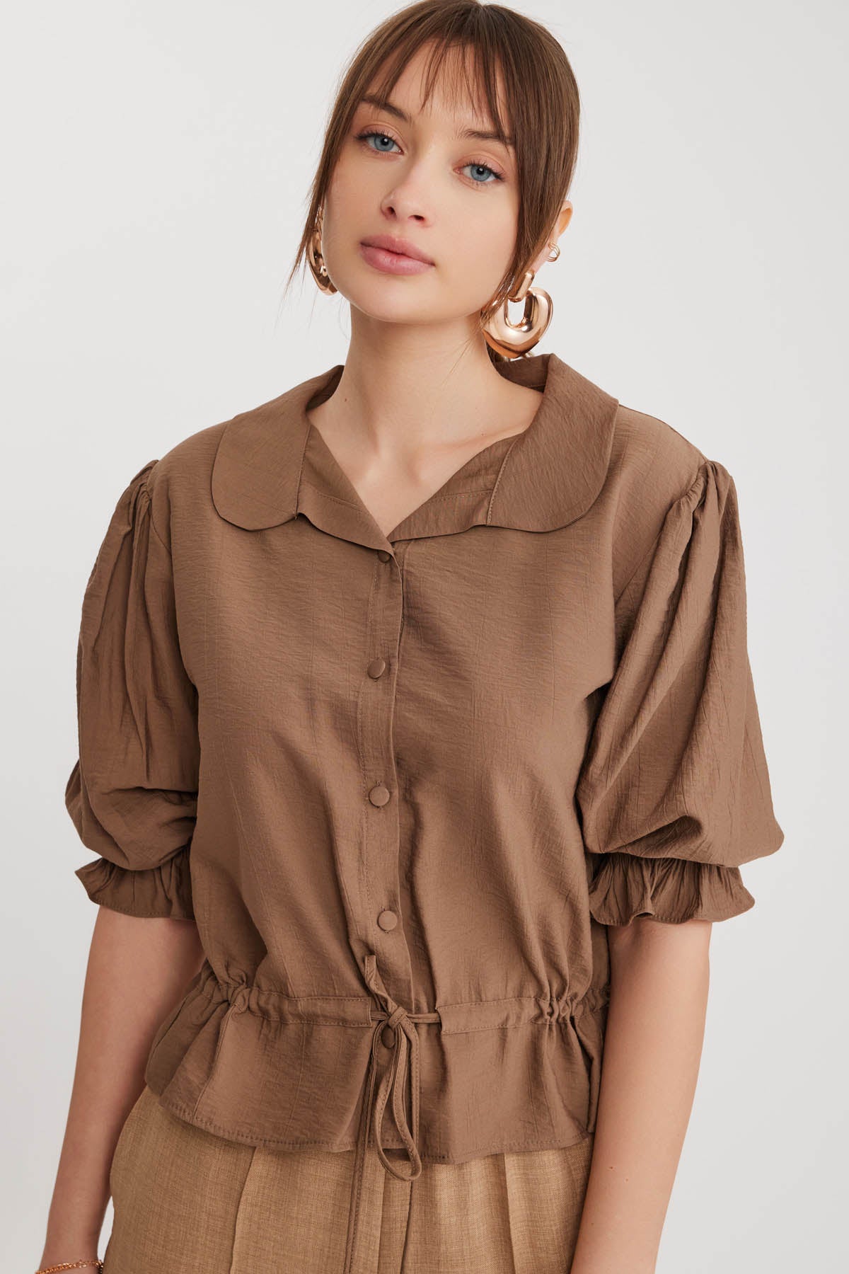 BABY COLLAR BLOUSE WITH WAIST TIES