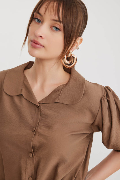 BABY COLLAR BLOUSE WITH WAIST TIES