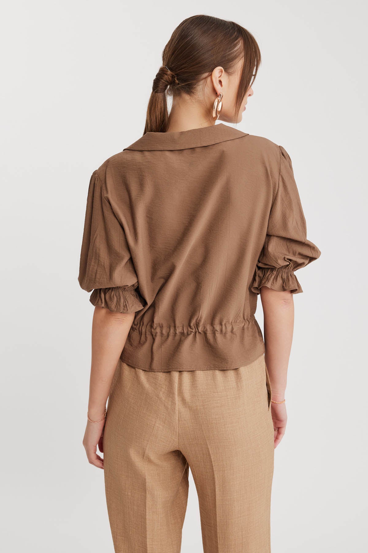 BABY COLLAR BLOUSE WITH WAIST TIES