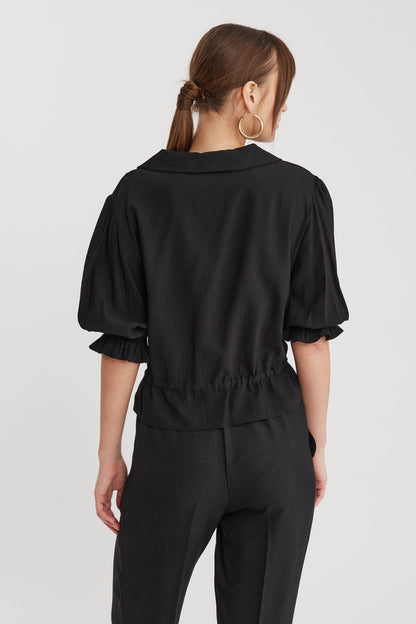 BABY COLLAR BLOUSE WITH WAIST TIES