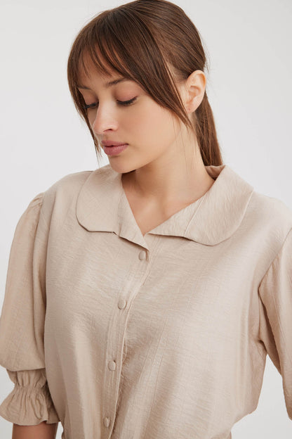 BABY COLLAR BLOUSE WITH WAIST TIES
