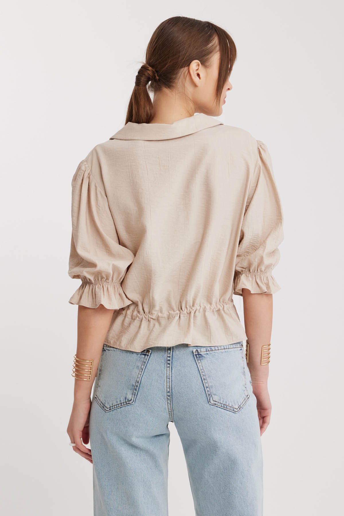 BABY COLLAR BLOUSE WITH WAIST TIES