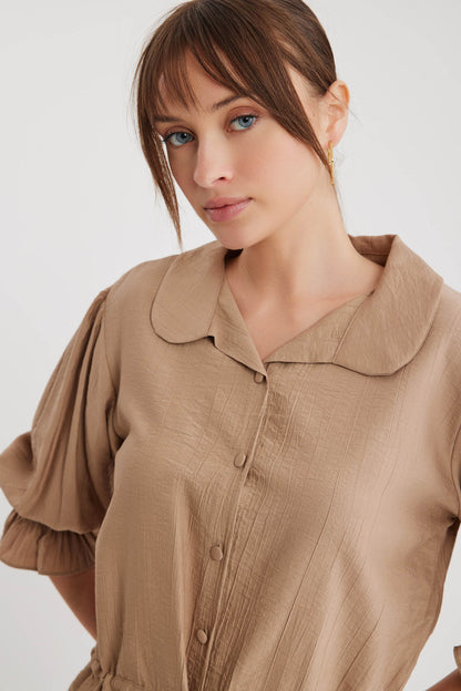 BABY COLLAR BLOUSE WITH WAIST TIES