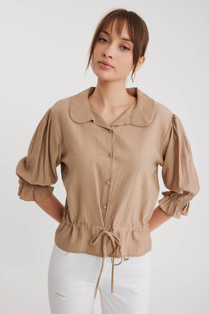 BABY COLLAR BLOUSE WITH WAIST TIES