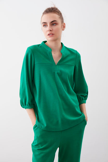 BABY COLLAR HALF-SLEEVE KNITTED BLOUSE