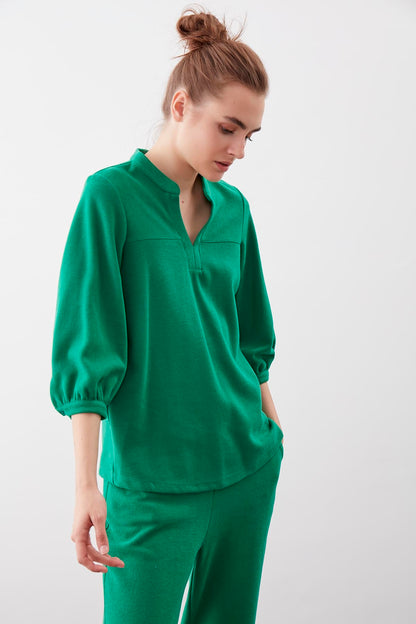 BABY COLLAR HALF-SLEEVE KNITTED BLOUSE