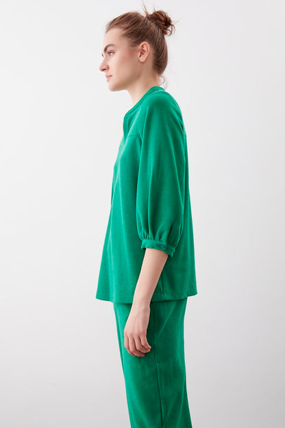 BABY COLLAR HALF-SLEEVE KNITTED BLOUSE