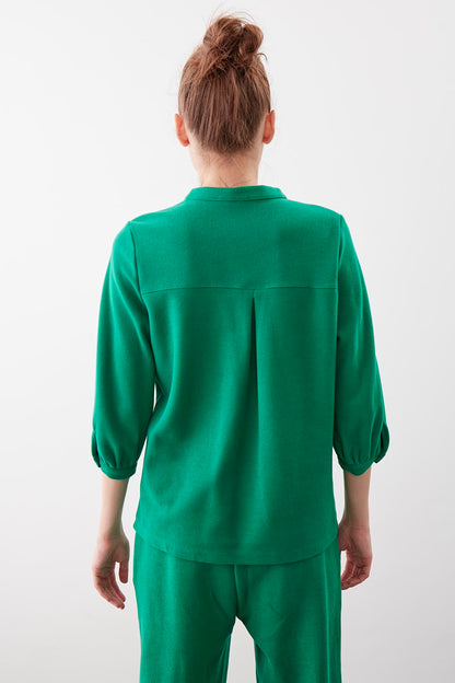 BABY COLLAR HALF-SLEEVE KNITTED BLOUSE