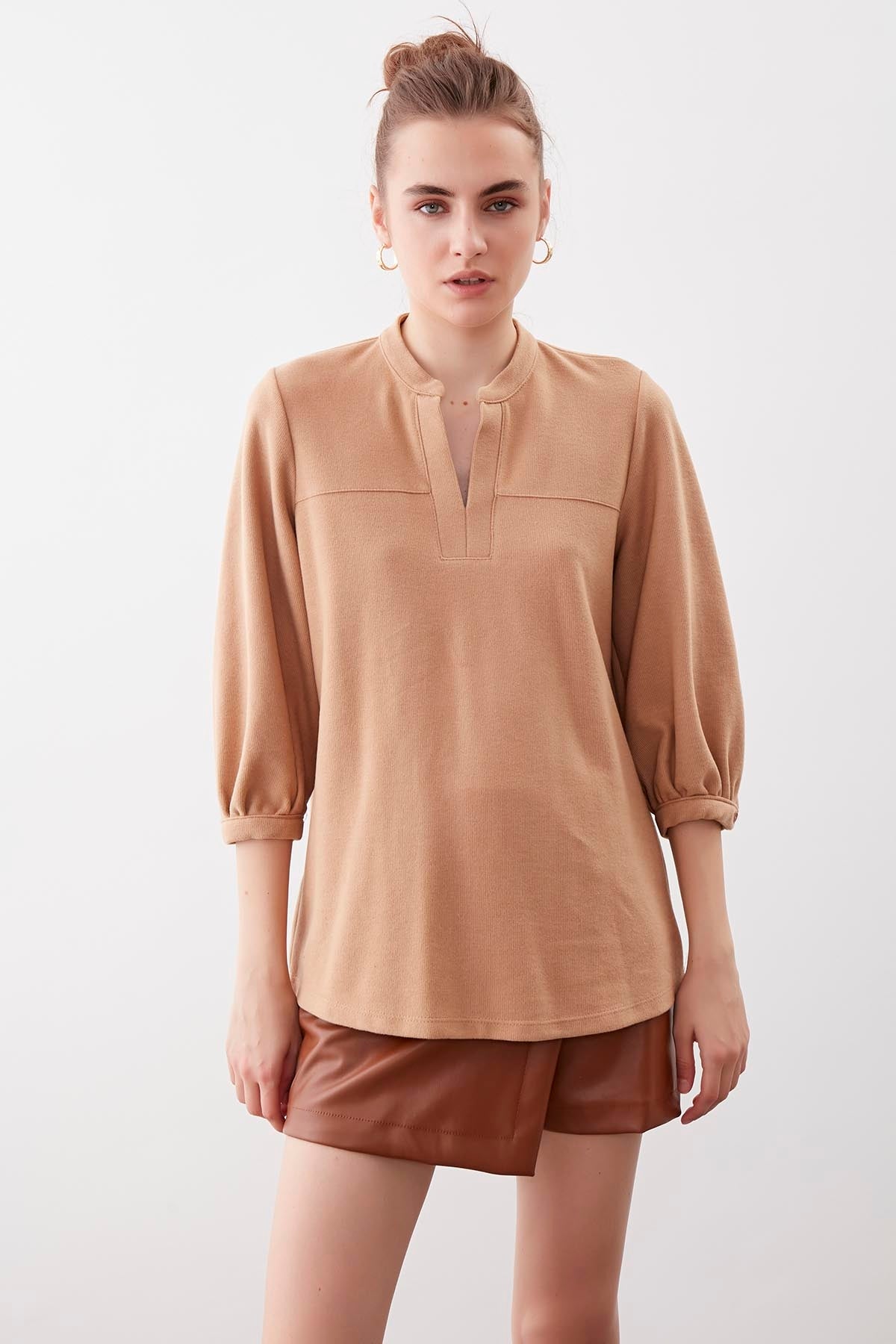 BABY COLLAR HALF-SLEEVE KNITTED BLOUSE