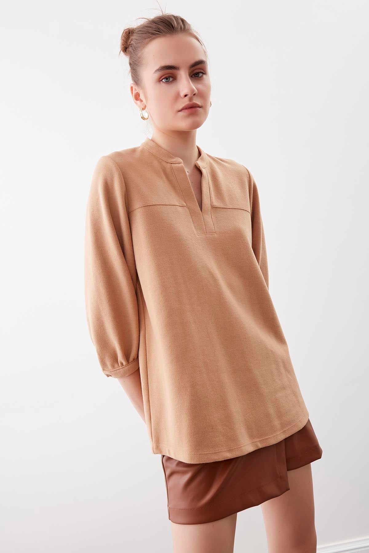 BABY COLLAR HALF-SLEEVE KNITTED BLOUSE