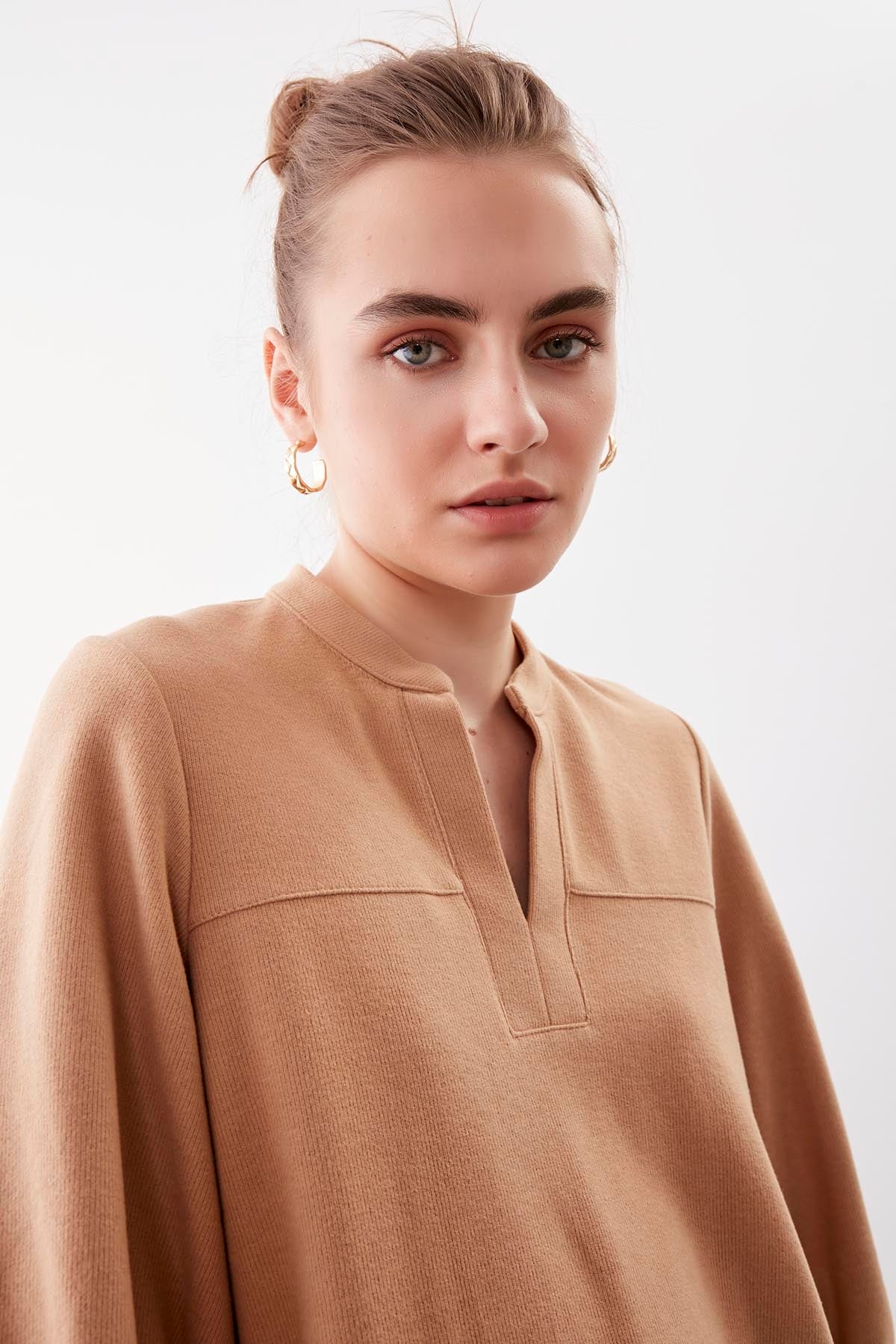 BABY COLLAR HALF-SLEEVE KNITTED BLOUSE