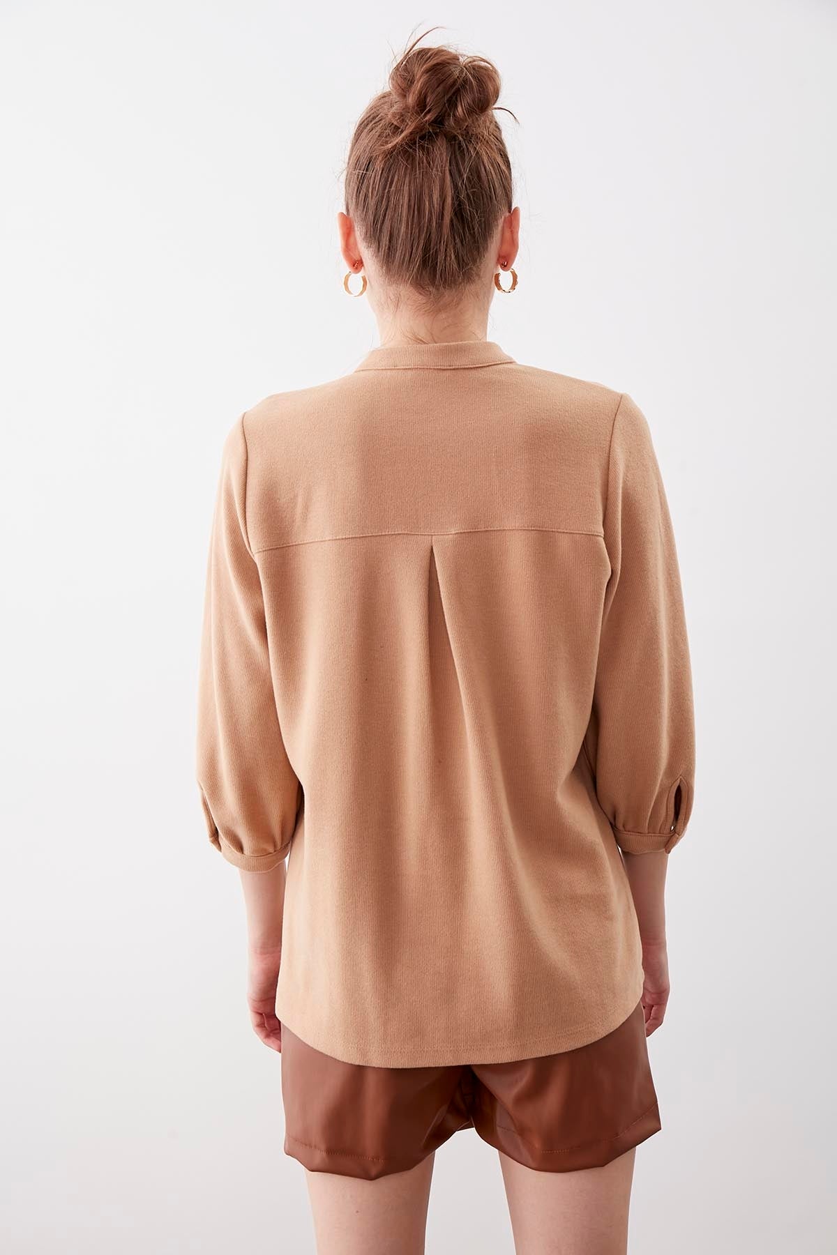 BABY COLLAR HALF-SLEEVE KNITTED BLOUSE