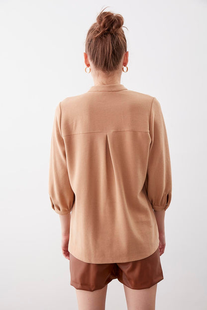 BABY COLLAR HALF-SLEEVE KNITTED BLOUSE