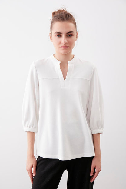 BABY COLLAR HALF-SLEEVE KNITTED BLOUSE