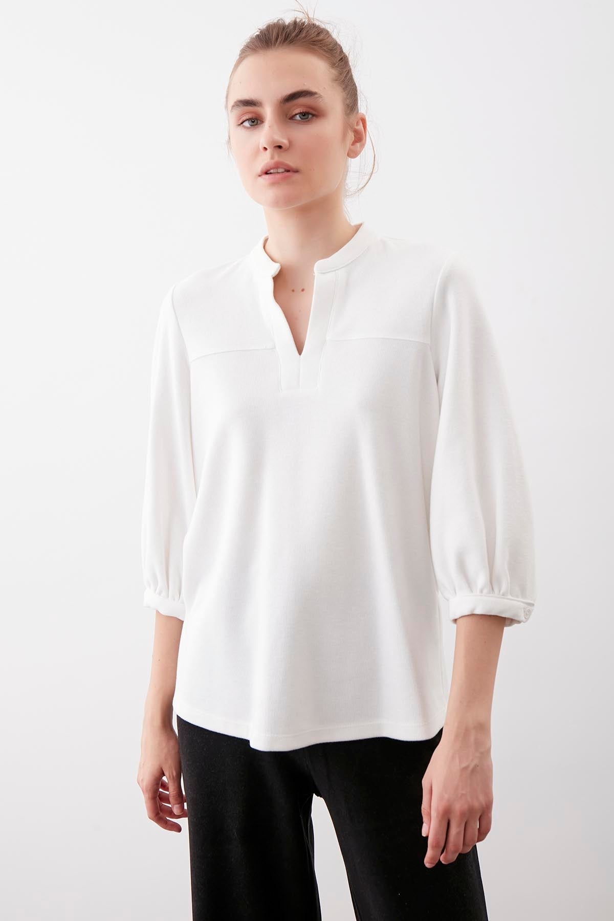 BABY COLLAR HALF-SLEEVE KNITTED BLOUSE