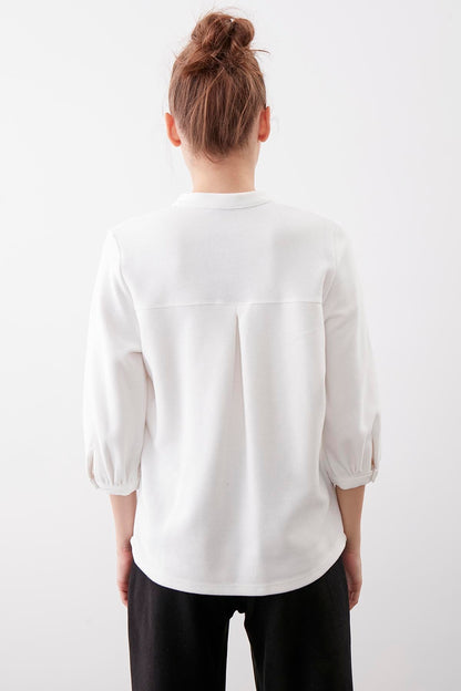BABY COLLAR HALF-SLEEVE KNITTED BLOUSE