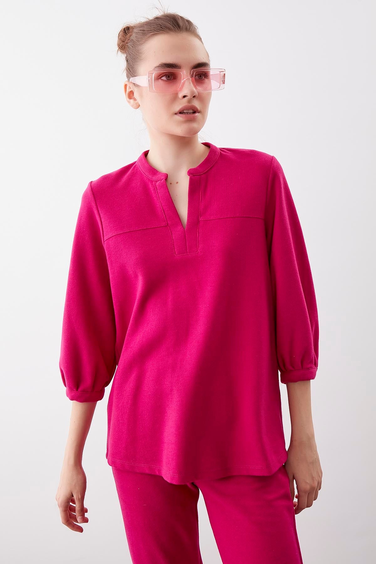 BABY COLLAR HALF-SLEEVE KNITTED BLOUSE