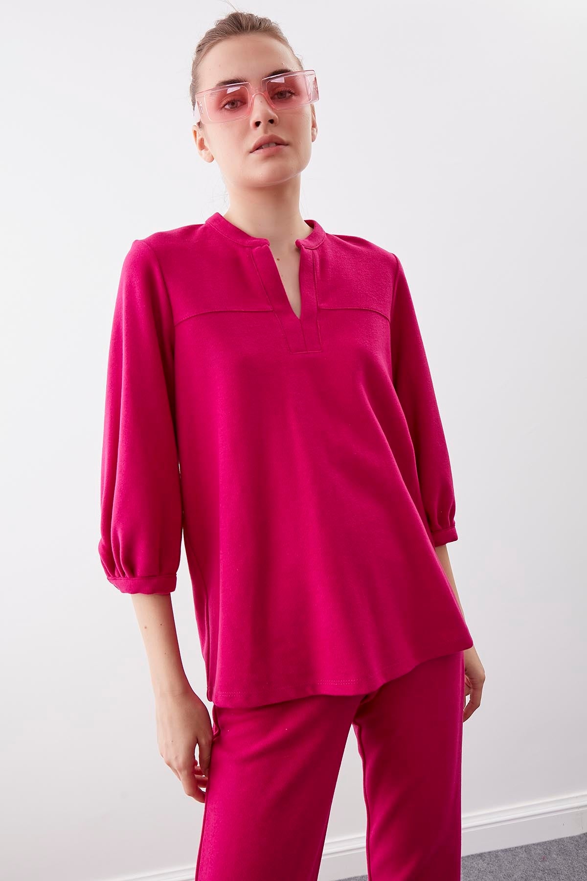 BABY COLLAR HALF-SLEEVE KNITTED BLOUSE