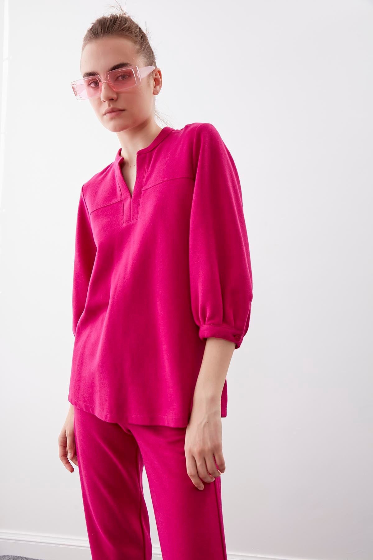 BABY COLLAR HALF-SLEEVE KNITTED BLOUSE