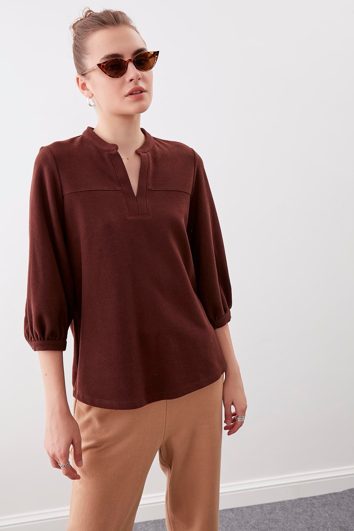 BABY COLLAR HALF-SLEEVE KNITTED BLOUSE