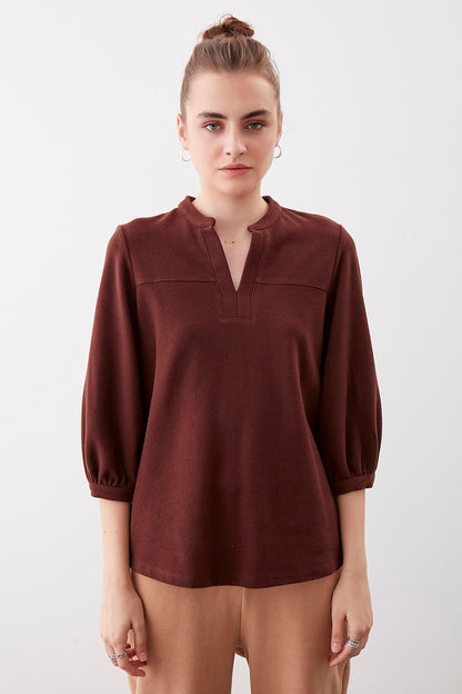 BABY COLLAR HALF-SLEEVE KNITTED BLOUSE