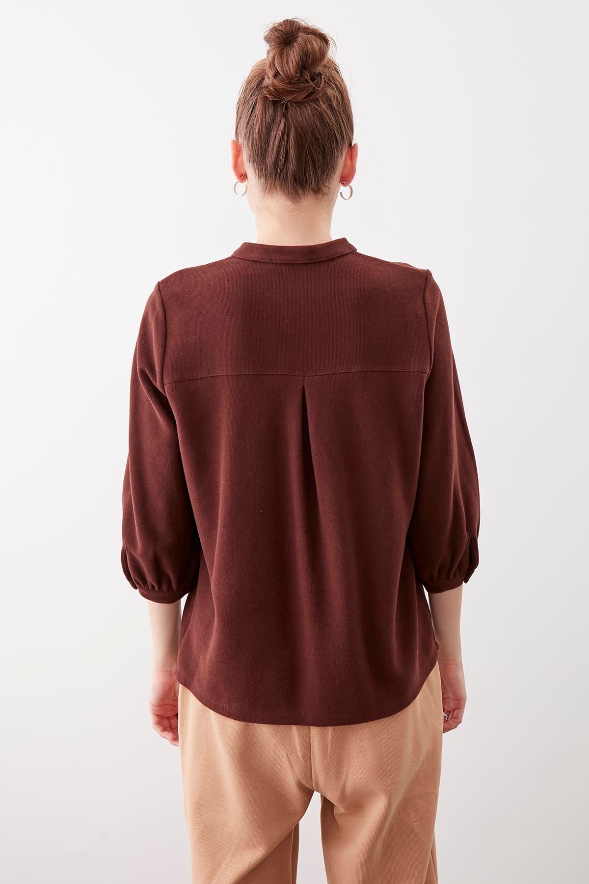 BABY COLLAR HALF-SLEEVE KNITTED BLOUSE