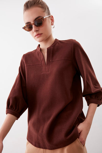 BABY COLLAR HALF-SLEEVE KNITTED BLOUSE