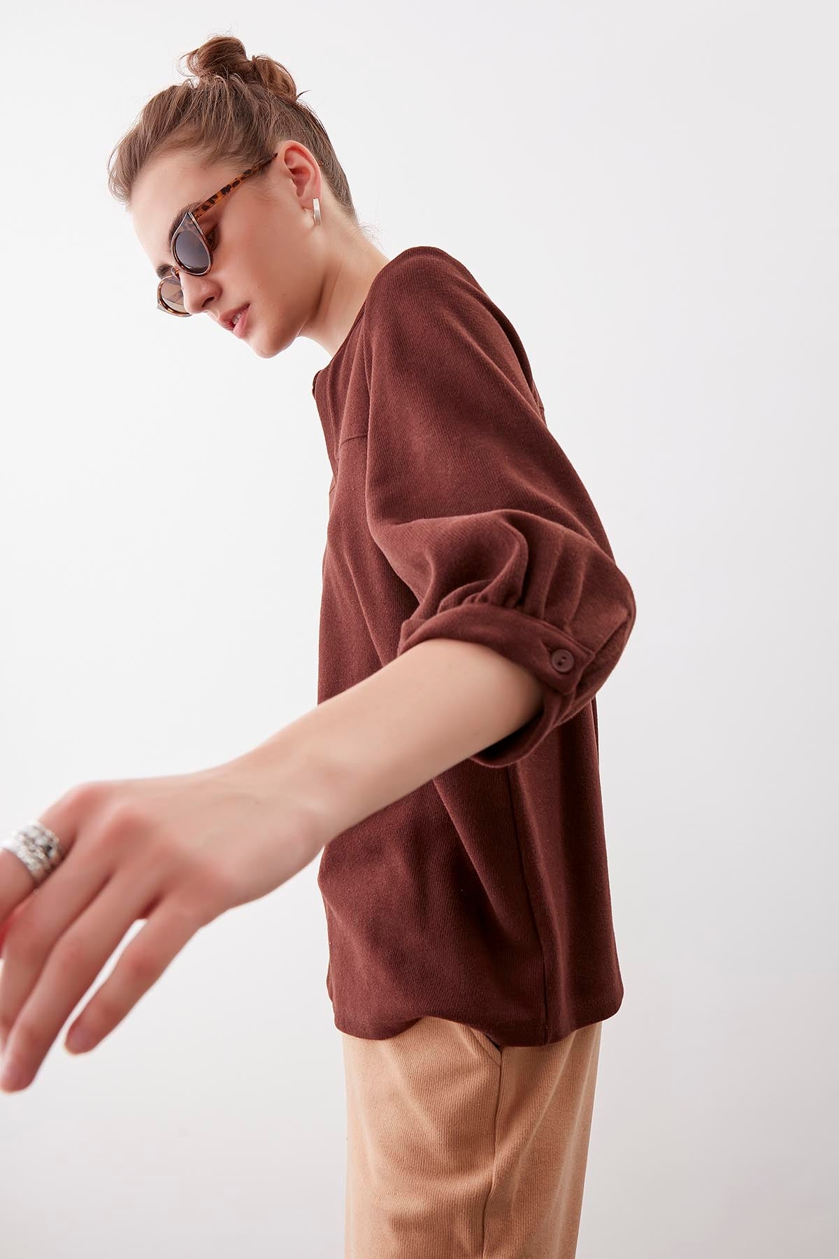 BABY COLLAR HALF-SLEEVE KNITTED BLOUSE