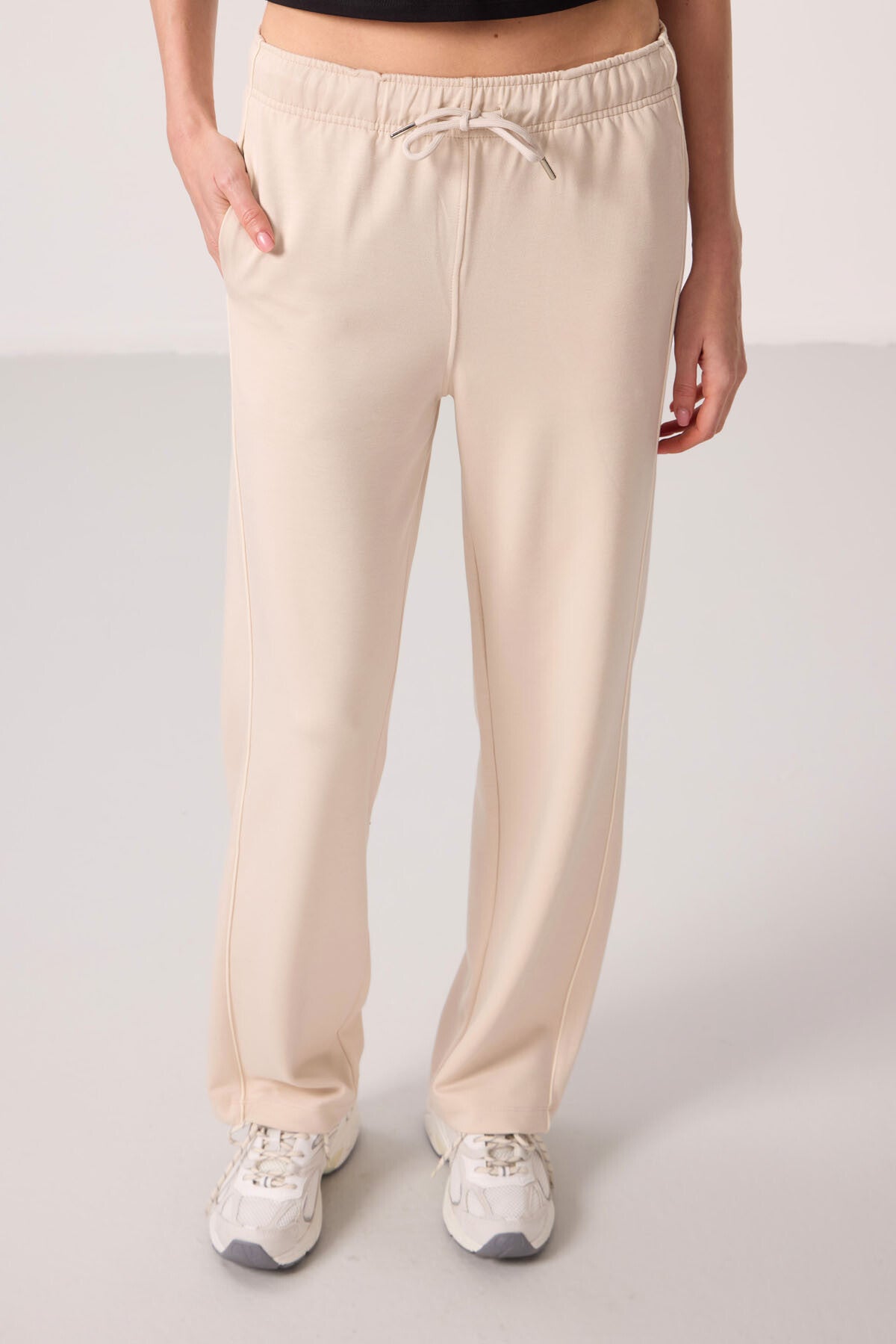 Soft Woven Side Panel Detailed Wide Leg Women's Palazzo Trousers - 94669