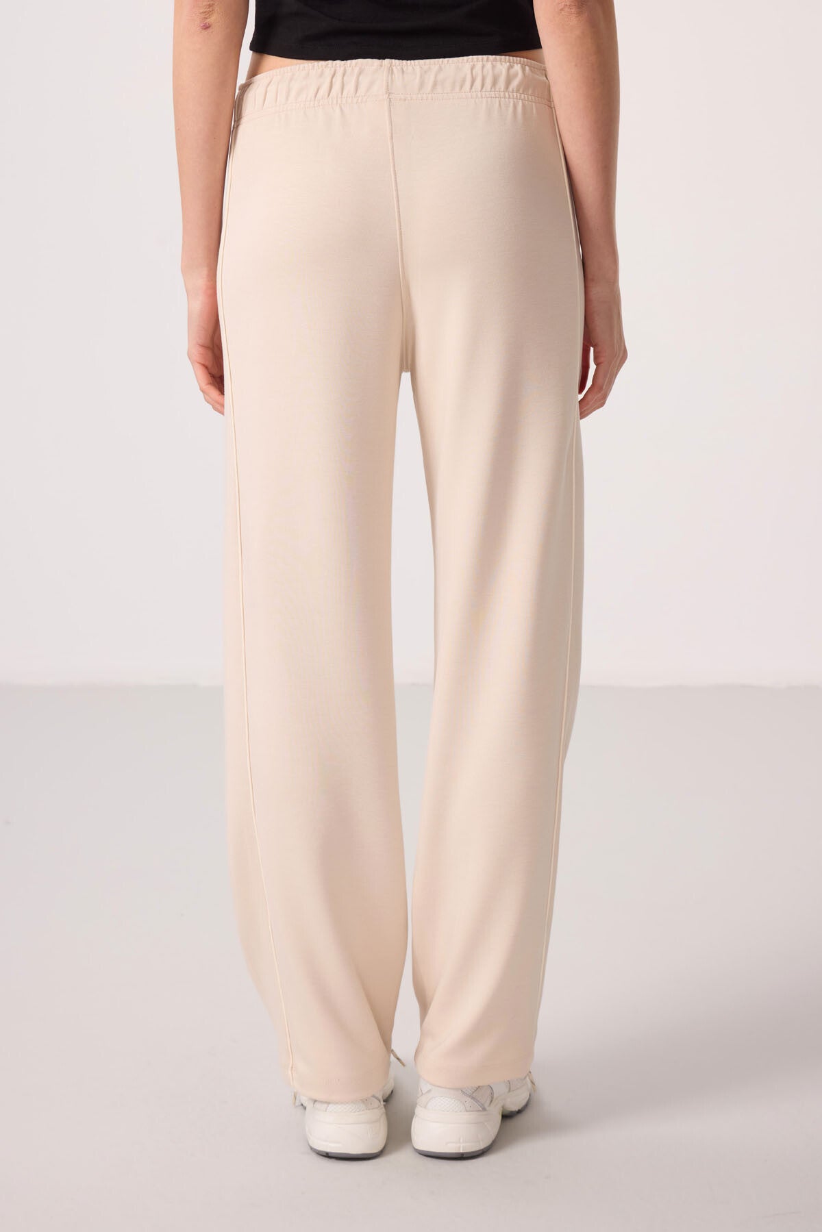 Soft Woven Side Panel Detailed Wide Leg Women's Palazzo Trousers - 94669