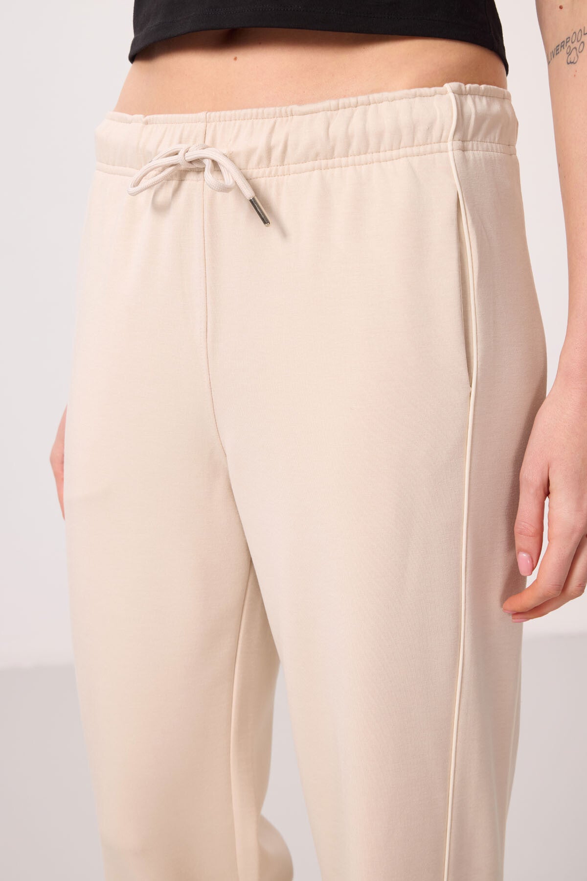Soft Woven Side Panel Detailed Wide Leg Women's Palazzo Trousers - 94669