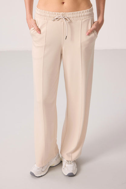 Soft Textured Pocketed Front Seam Detailed Women's Palazzo Pants - 94670