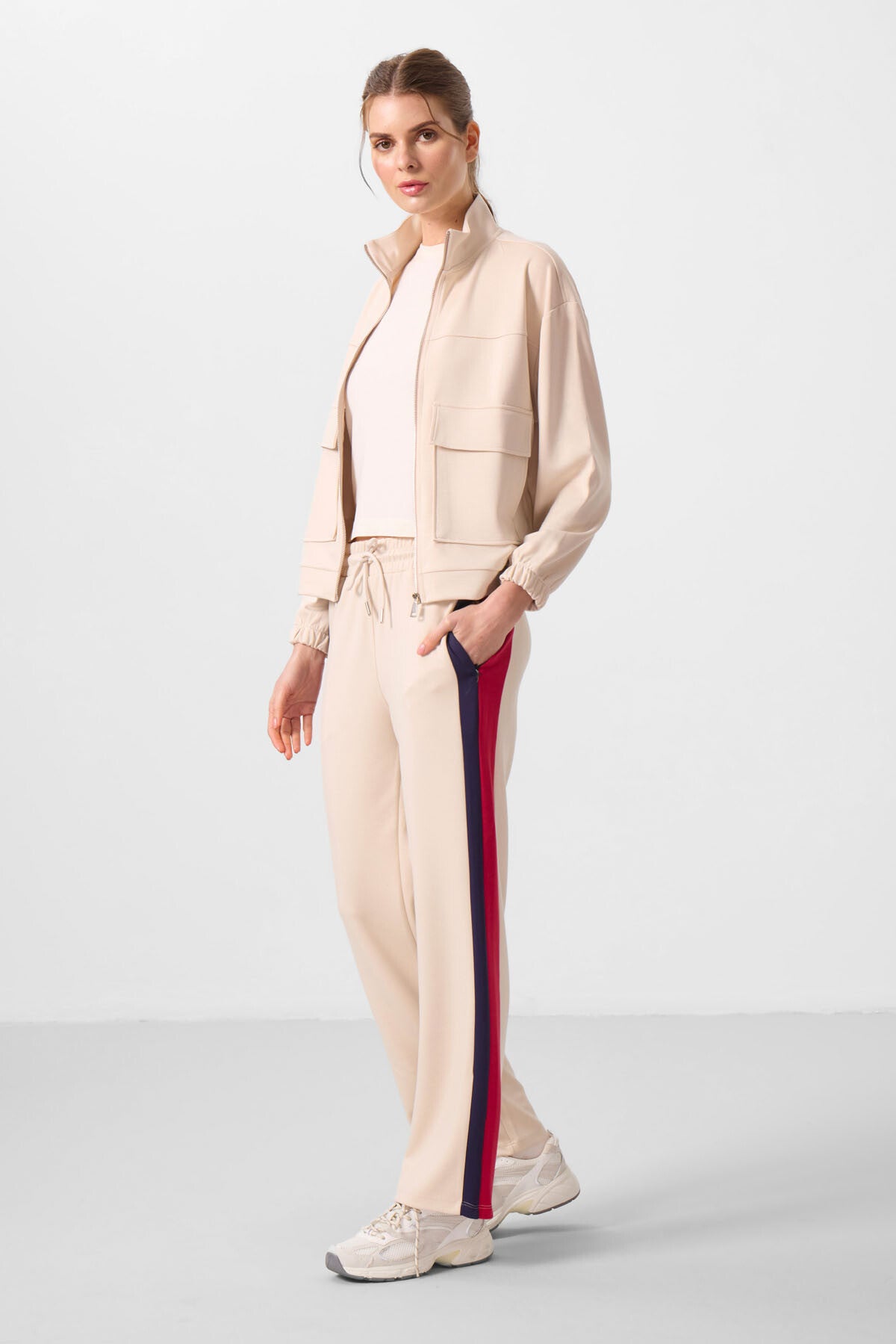 Soft Woven Side Panel Detailed Wide Leg Women's Palazzo Trousers - 94671