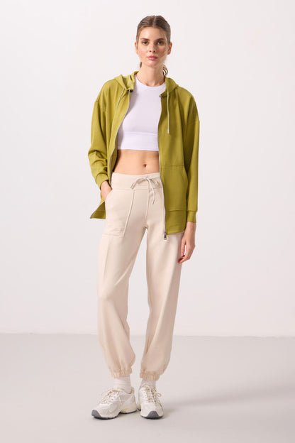 Soft Woven Pocket Detailed Comfortable Fit Women's Trousers - 94672