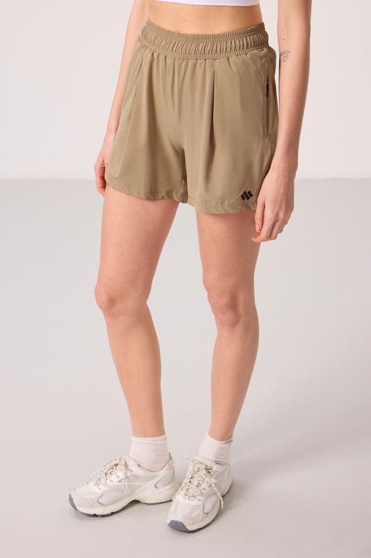 Polyester Hidden Pocket Zippered Comfort Fit Women's Shorts - 91014