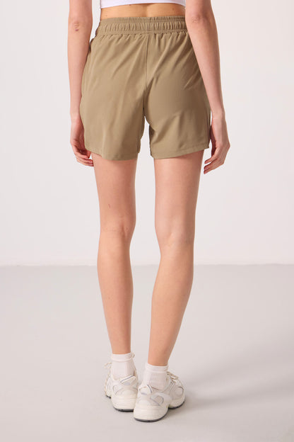Polyester Hidden Pocket Zippered Comfort Fit Women's Shorts - 91014