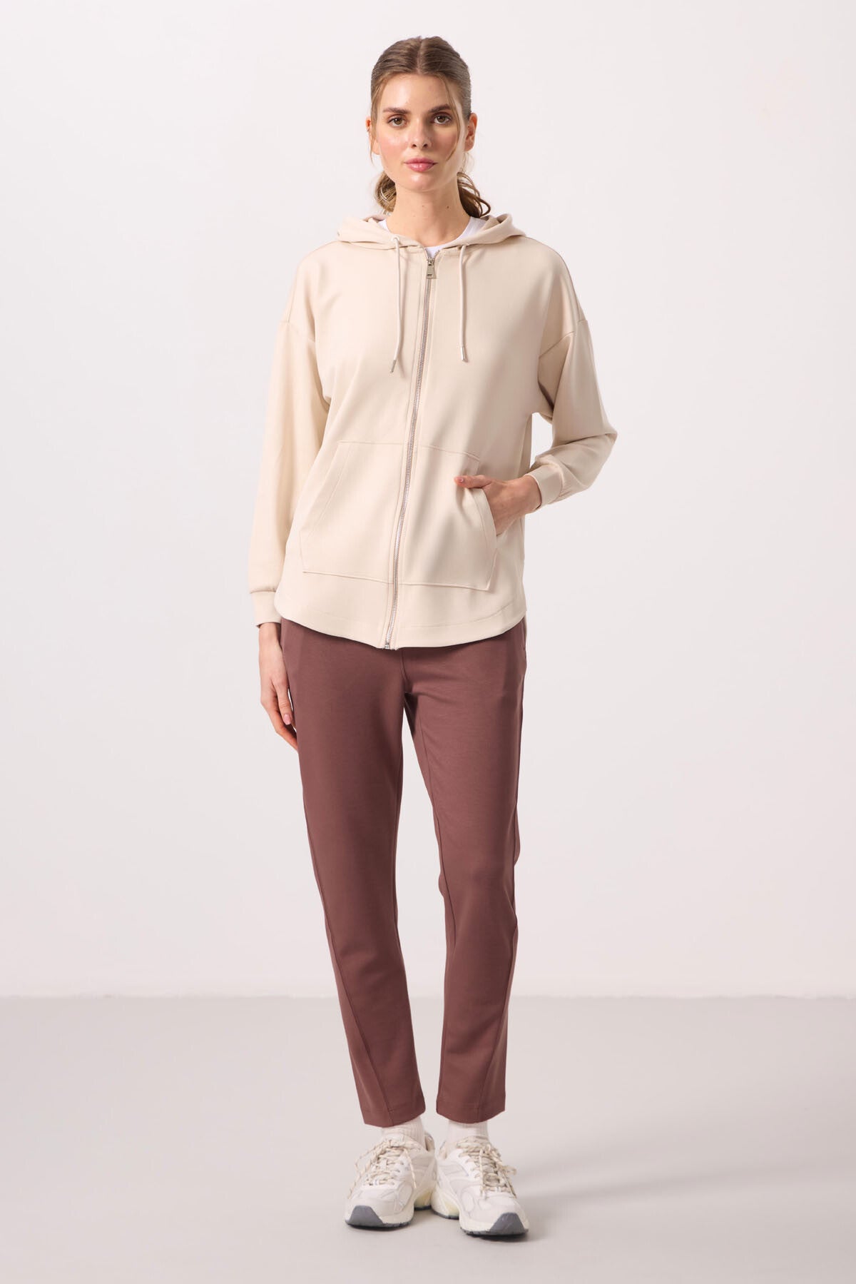 Soft Woven Hooded Oversize Women's Tunic Sweatshirt - 97302