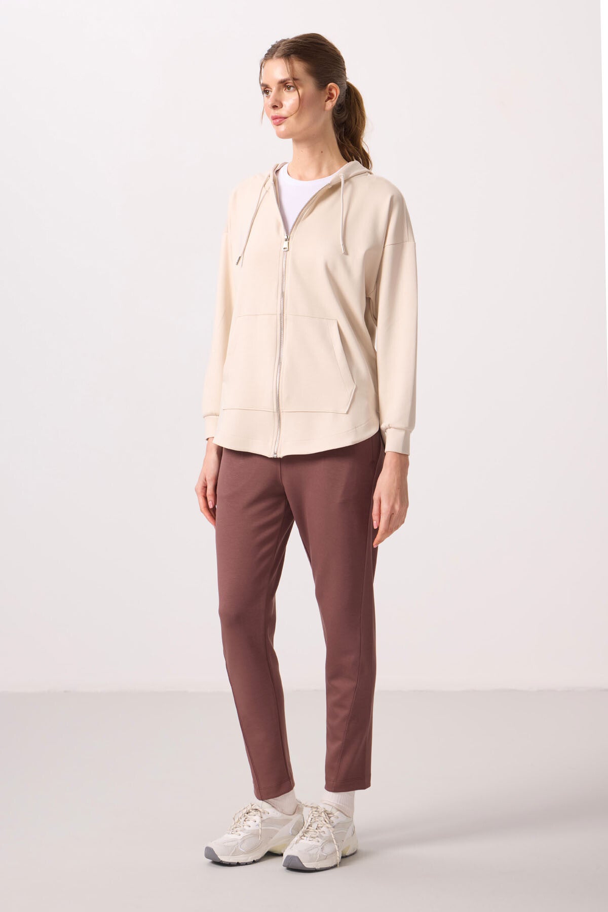 Soft Woven Hooded Oversize Women's Tunic Sweatshirt - 97302